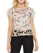 Vince Camuto Sheer Sequined Floral Top