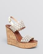 Tory Burch Platform Wedge Sandals Daisy Perforated