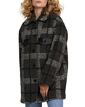 Nvlt Plaid Faux Leather Trim Coat