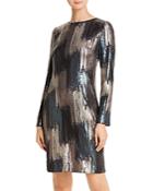 Donna Karan Sequined Long-sleeve Dress