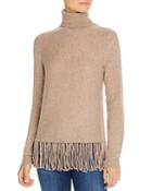 C By Bloomingdale's Fringe-trim Cashmere Turtleneck Sweater - 100% Exclusive