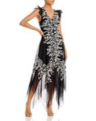 Bcbgmaxazria Embroidered Tulle Ruffled Gown