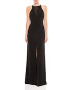 Halston Heritage Embroidered Crepe Gown