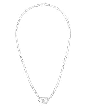 Dinh Van 18k White Gold Menottes Chain Link Necklace With Diamonds, 17.3