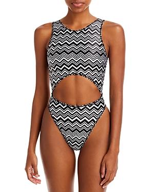 Missoni Classic Chevron Cutout One Piece Swimsuit