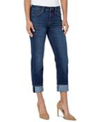 Liverpool Los Angeles Marley Cuffed High Rise Ankle Straight Girlfriend Jeans In Bartlett