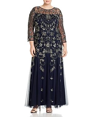 Adrianna Papell Plus Embellished Illusion Gown