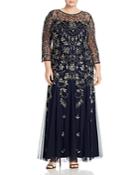Adrianna Papell Plus Embellished Illusion Gown
