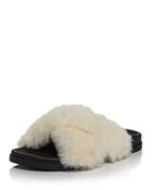 Aqua Women's Softy Crisscross Faux Fur Slide Slippers - 100% Exclusive