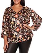 Belldini Plus Floral Print Peasant Top