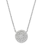 Diamond Cluster Circle Pendant Necklace In 14k White Gold, 1.80 Ct. T.w.