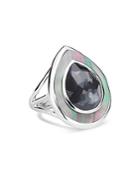 Ippolita Sterling Silver Ondine Hematite, Clear Quartz & Black Shell Teardrop Ring