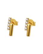 Argento Vivo Pave Stacked Bar Stud Earrings In 14k Gold Plated Sterling Silver