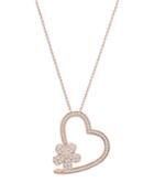 Bloomingdale's Diamond Flower & Heart Pendant Necklace In 14k Rose Gold, 0.30 Ct. T.w. - 100% Exclusive