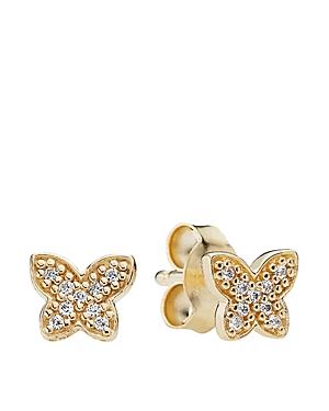 Pandora Earrings - 14k Gold & Cubic Zirconia Petite Butterfly Studs