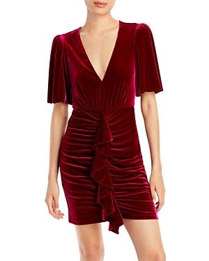 Bcbgmaxazria V Neck Velvet Mini Dress