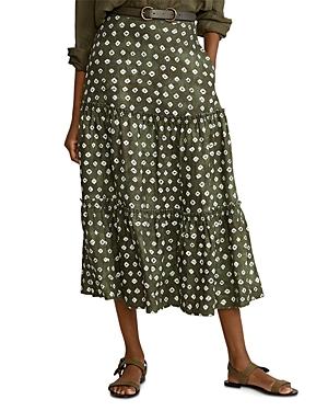 Polo Ralph Lauren Linen Dot Print Tiered Skirt