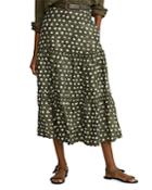 Polo Ralph Lauren Linen Dot Print Tiered Skirt