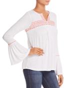 Design History Embroidered Bell-sleeve Top