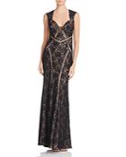 Avery G Illusion-inset Lace Gown