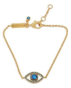Kurt Geiger London Blue Crystal Evil Eye Flex Bracelet In Gold Tone