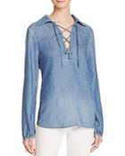 Frame Lace-up Chambray Blouse