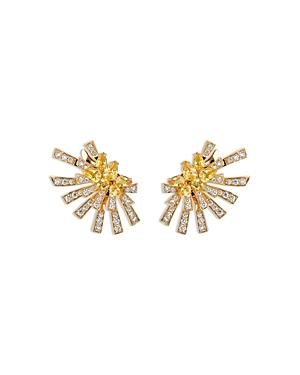 Hueb 18k Yellow Gold Mirage Yellow Sapphire & Diamond Cluster Stud Earrings