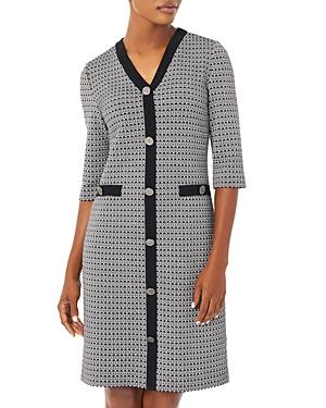 Misook Dobby Pattern V Neck Knit Dress