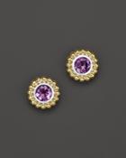 Lagos Sterling Silver And 18k Gold Stud Earrings With Amethyst