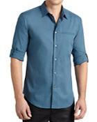 John Varvatos Collection Solid Slim Fit Button Down Shirt