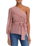 C/meo Collective Counting All One-shoulder Plaid Top