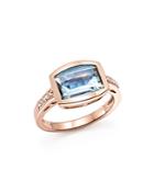 Aquamarine And Diamond Statement Ring In 14k Rose Gold - 100% Exclusive