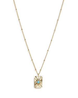 Nadri Daytrip Turquoise & Cubic Zirconia Moon Pendant Necklace In 18k Gold Plated, 16-18