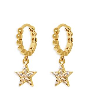 Argento Vivo Pave Star Drop Huggie Hoop Earrings