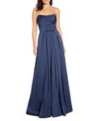 Aidan Mattox Strapless Pleated Gown