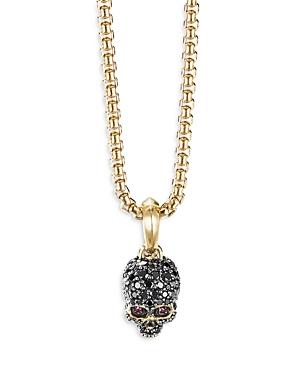David Yurman Men's 18k Yellow Gold Pave Skull Amulet With Ruby & Diamonds