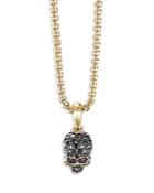 David Yurman Men's 18k Yellow Gold Pave Skull Amulet With Ruby & Diamonds