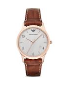 Emporio Armani 3-hand Croc-embossed Leather Strap Watch, 41mm