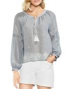 Vince Camuto Embroidered Tassel-tie Top