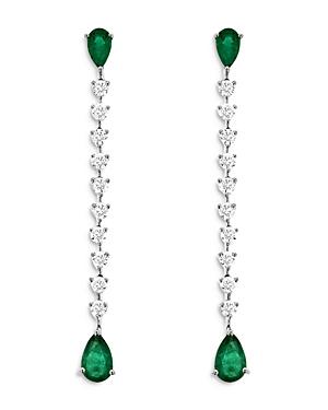 Bloomingdale's Emerald & Diamond Linear Drop Earrings In 14k White Gold - 100% Exclusive