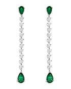 Bloomingdale's Emerald & Diamond Linear Drop Earrings In 14k White Gold - 100% Exclusive
