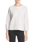 Eileen Fisher Drop Shoulder Stripe Linen Sweater