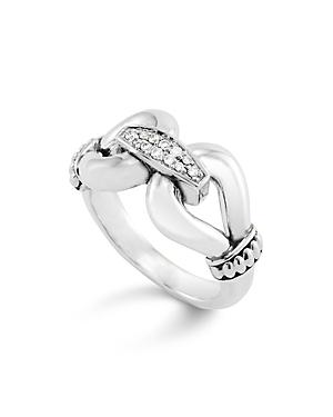 Lagos Sterling Silver Derby Ring With Diamonds