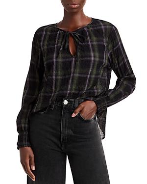 Bella Dahl Plaid Tie Neck Top