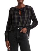 Bella Dahl Plaid Tie Neck Top