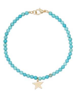 Aqua Star Charm Turquoise Beaded Ankle Bracelet In Gold Tone - 100% Exclusive