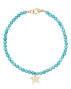 Aqua Star Charm Turquoise Beaded Ankle Bracelet In Gold Tone - 100% Exclusive