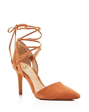 Vince Camuto Bellamy Suede Pointed Toe Lace Up Pumps