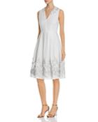 Elie Tahari Astrid Fit-and-flare Applique Dress