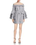 Aqua Striped Tiered-sleeve Dress - 100% Exclusive